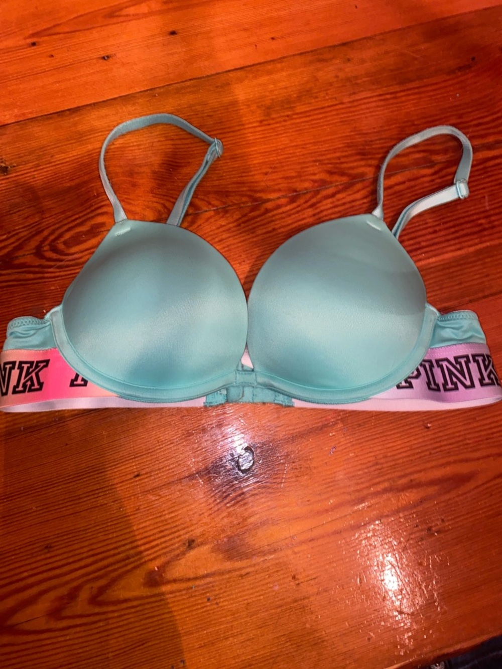 PINK Victoria's Secret Mint Green Push-Up Bra with Pink Branded Band
